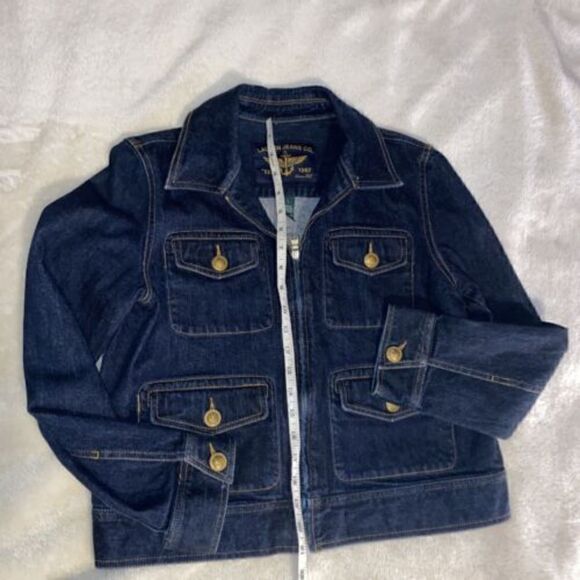 Lauren Jeans Company Dark Jean Denim Naval Military  Jacket Size Large - Picture 6 of 11